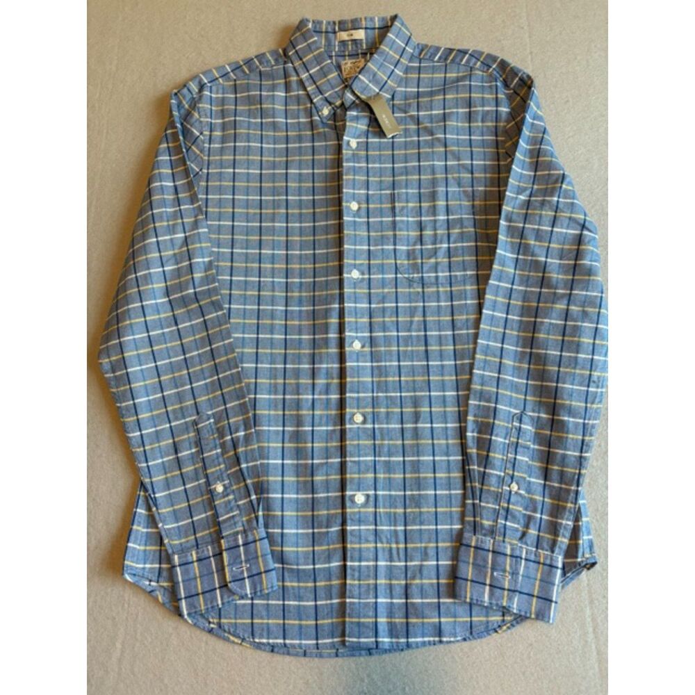 J.Crew The Oxford Mens Medium Slim Blue Plaid Button Down Button Collar NWT